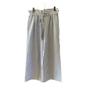 Joie Blue and White Checked Wide Leg Pants